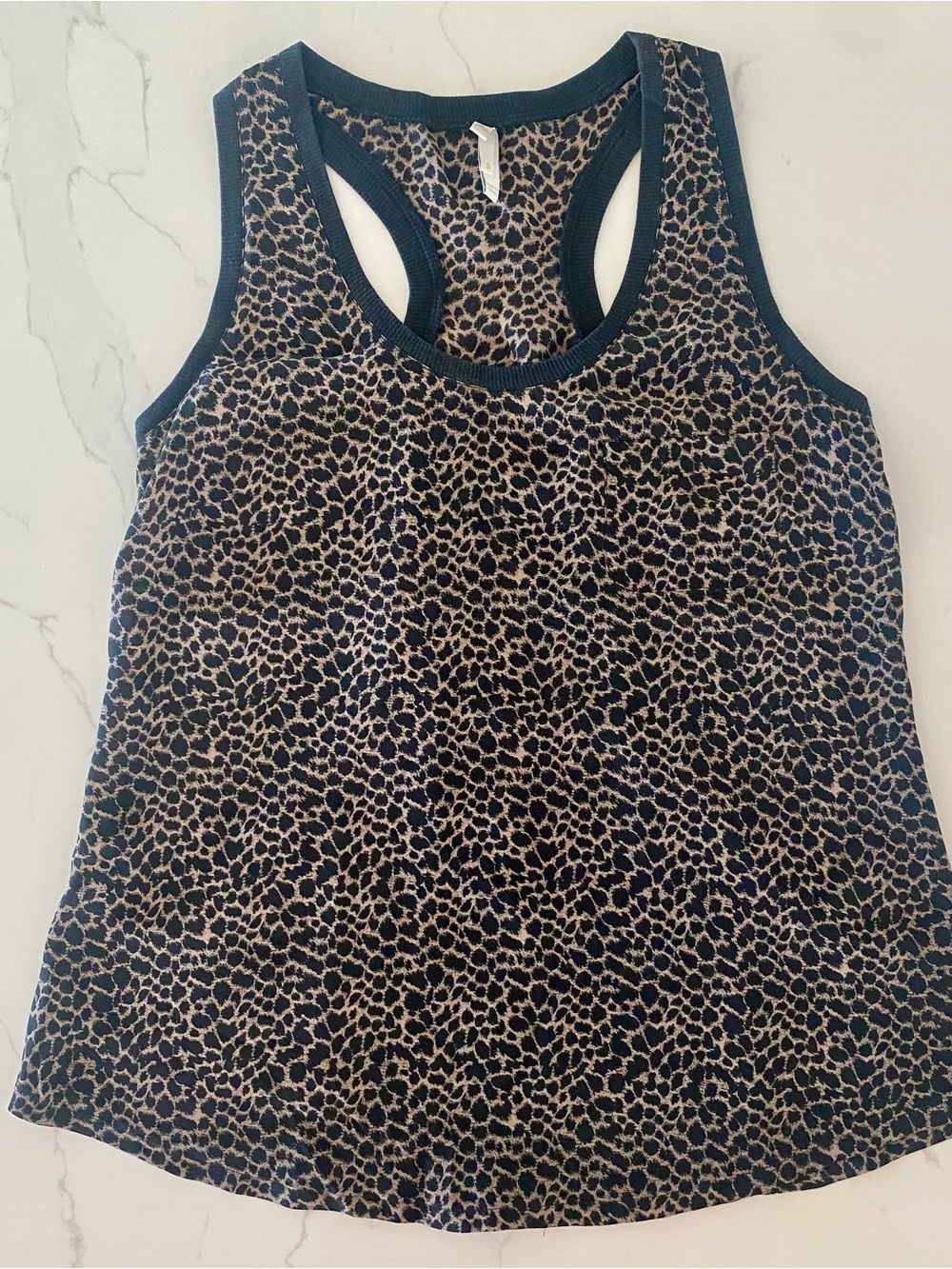 Joie Alicia Caviar Leopard Silk Racerback Tank with Side Pocket, size S